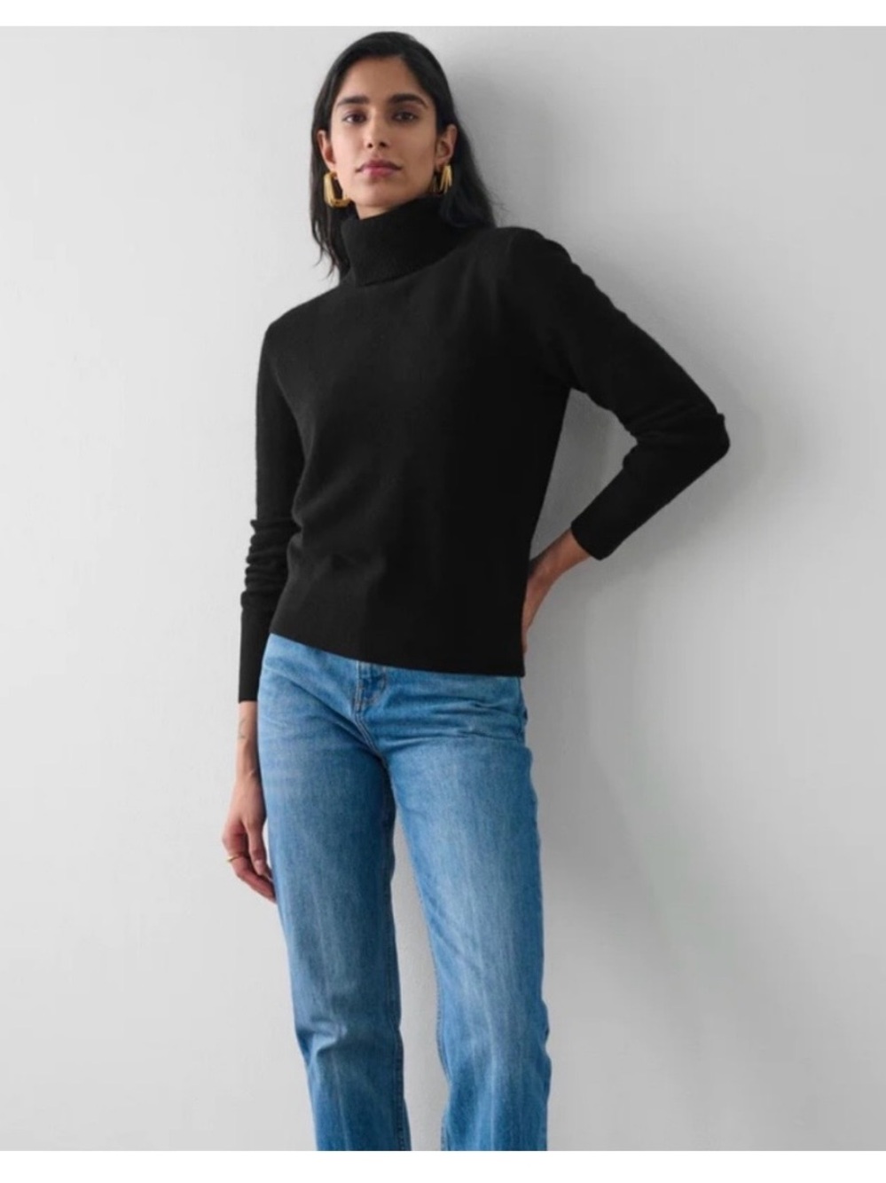 White + Warren Cashmere Turtleneck in Black Size Small Like